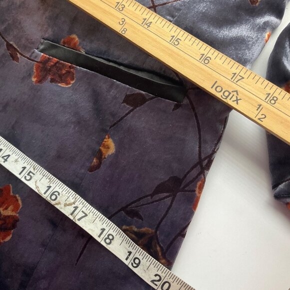 Anthropologie Small Cartonnier Velvet Floral Print Blazer Tuxedo Jacket - Picture 12 of 14